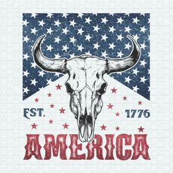 Western Cow Skull America Est 1776 PNG