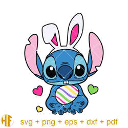 Cute Stitch with Easter Eggs Svg, Happy Easter Svg, Stitch