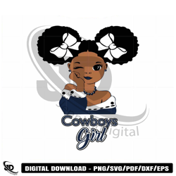 Cowboys Puff Little Girl SVG NFL Football Team Cutting Digital File