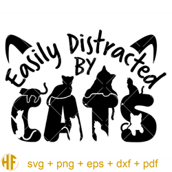 Easily Distracted By Cats Svg, Cats Lover Svg, Cute Cats Svg.jpg