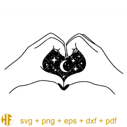 Heart Sky Moon and Stars Svg, Love Hand Sign Svg, Love Svg.jpg