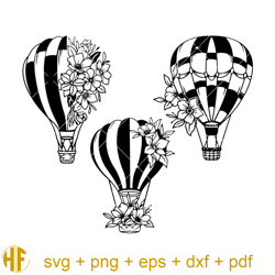Hot Air Balloon Bundle Svg, Hot Air Balloon with Flower Svg.jpg
