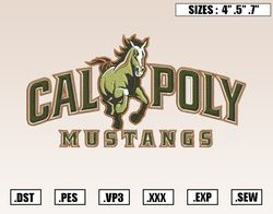 Cal Poly Mustangs Embroidery Designs, NCAA Embroidery Design File Instant Download