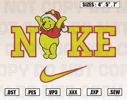 Nike Winnie The Pooh Christmas Embroidery Designs, Christmas Embroidery Design File Instant Download