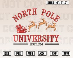 North Pole University Embroidery Designs, Christmas Embroidery Design File Instant Download