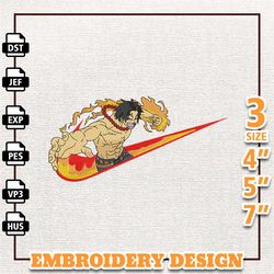 Nike Ace One Piece Embroidery Design, Nike Anime Embroidery Design, Best Anime Embroidery Design, Instant Download