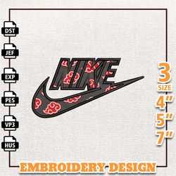 Nike Akatsuki Anime Embroidery Design, Nike Anime Embroidery Design, Best Anime Embroidery Design, Instant Download 4