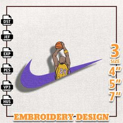 nike kobe bryant embroidery design, nba basketball embroidery design, machine embroidery design, instant download