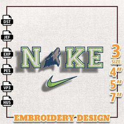 nike timberwolves embroidery design, nba basketball embroidery design, machine embroidery design, instant download