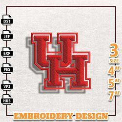 ncaa houston cougars embroidery design, ncaa basketball embroidery design, machine embroidery design, instant download