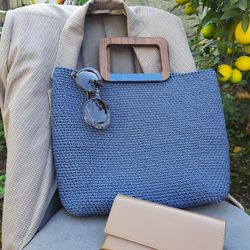 Modern and stylish handmade crochet tote bag