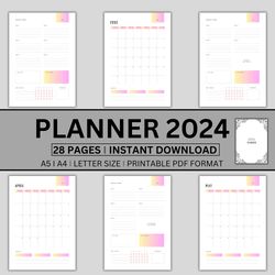 2024-2025 Editable Monthly Planner Templates Printable | Free Updates