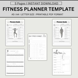 Printable Fitness Planner Digital Workout Planner Printable Journal Style Health