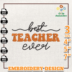 Best Teacher Ever Embroidery Design, Back To School Embroidery Design, Teacher Life Embroidery File, School Embroidered