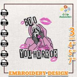 Boo You Horror Embroidery Design, Horror Movie Character Embroidery Design, Scareface Design For Shirt, Hallloween Embr