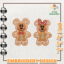 Christmas Gingerbread Mouse Embroidery Design, Christmas Cartoon Movie Embroidery File, Instant Download