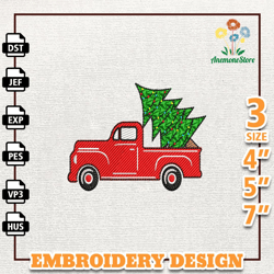 Christmas Truck Embroidery Designs, Merry Xmas Embroidery Designs, Christmas Tree Embroidery, Instant Download 1