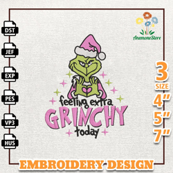 Feeling Extra Greenchy Today Embroidery Machine Design, Christmas Green Monster Embroidery Design, In My Pink Era Embroi