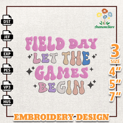 Field Day Let The Games Begin Embroidery Design, Back To School Embroidery Design, School Embroidered Sweatshirt, Insta