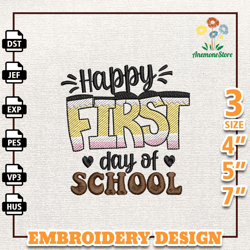 Happy First Day Of School Vibes Embroidery Design, Back To School Embroidery Design, School Quotes Embroidery File, Ins