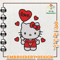 Hello Kitty Valentine Embroidery Design, Valentine Couple Kitty Embroidery Design, Hello Kitty Movie Love Embroidery 1