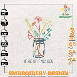 Helping Little Minds Grow Embroidery Designs, Back To School Embroidery File, High School Embroidery Design, School Life