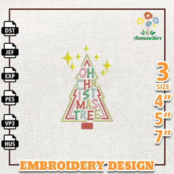Holly Jolly Embroidery Design, Christmas Retro Tree Embroidery Machine Design, Instant Download