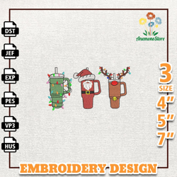 Hot Chocolate Cup Embroidery Machine Design, Christmas 40oz Cup Embroidery Design, Instant Download