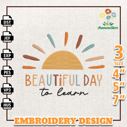 It's A Beautiful Day To Learn Embroidery Design, Back To School Embroidery Design, School Embroidered Sweatshirt, Retr