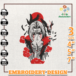Itachi Anime Design, Anime Embroidery Design, Anime Machine Embroidery Design, Gift For Anime Fan, Instant Download 1