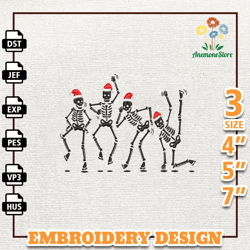 Merry Xmas Embroidery Designs, Dancing Skeleton Embroidery Designs, Christmas Embroidery Designs, Instant Download
