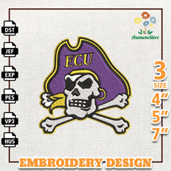 NCAA East Carolina Pirates, NCAA Team Embroidery Design, NCAA College Embroidery Design, Logo Team Embroidery Design, In