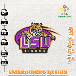 NCAA LSU Tigers, NCAA Team Embroidery Design, NCAA College Embroidery Design, Logo Team Embroidery Design