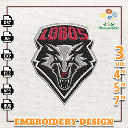 NCAA New Mexico Lobos, NCAA Team Embroidery Design, NCAA College Embroidery Design, Logo Team Design, Instant Download
