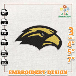 NCAA Southern Miss Golden Eagles, NCAA Team Embroidery Design, NCAA College Embroidery Design, Logo Team Embroidery