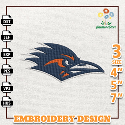 NCAA UTSA Roadrunners, NCAA Team Embroidery Design, NCAA College Embroidery Design, Logo Team Embroidery Design, Instant