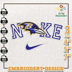 NFL Baltimore Ravens, Nike NFL Embroidery Design, NFL Team Embroidery Design, Nike Embroidery Design, Instant Download 5