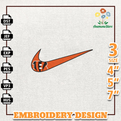 NFL Cincinnati Bengals, Nike NFL Embroidery Design, NFL Team Embroidery Design, Nike Embroidery Design, Instant Download