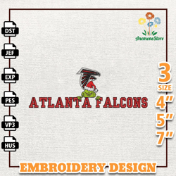 NFL Grinch Atlanta Falcons Embroidery Design, NFL Logo Embroidery Design, NFL Embroidery Design, Instant Download