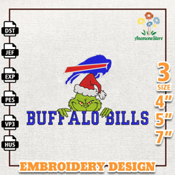 NFL Grinch Buffalo Bills Embroidery Design, NFL Logo Embroidery Design, NFL Embroidery Design, Instant Download