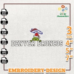 NFL Grinch Denver Broncos Embroidery Design, NFL Logo Embroidery Design, NFL Embroidery Design, Instant Download 1
