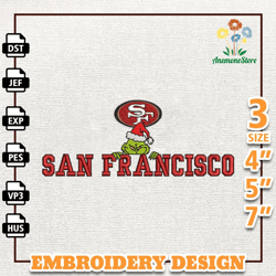 NFL Grinch San Francisco Embroidery Design, NFL Logo Embroidery Design, NFL Embroidery Design, Instant Download