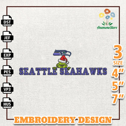 NFL Grinch Settle Seahawks Embroidery Design, NFL Logo Embroidery Design, NFL Embroidery Design, Instant Download
