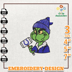 NFL Indianapolis Colts, Grinch NFL Embroidery Design, NFL Team Embroidery Design, Grinch Design, Instant Download