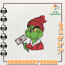 NFL Kansas City Chiefs, Grinch NFL Embroidery Design, NFL Team Embroidery Design, Grinch Embroidery Design, Instant Down