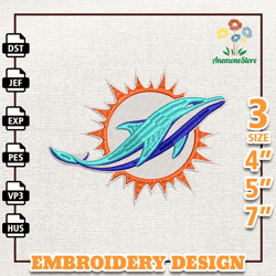 NFL Miami Dolphins, NFL Logo Embroidery Design, NFL Team Embroidery Design, NFL Embroidery Design, Instant Download 2