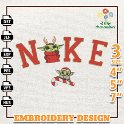 NIKE Christmas Embroidery Design, Christmas Yoda Embroidery Design, NIKE Embroidery Design, Instant Download