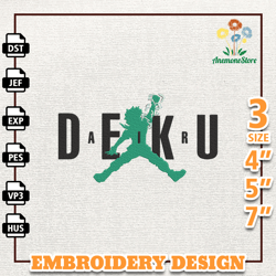 Nike Deku Air Jordan Embroidery Design, Nike Anime Embroidery Design, Best Anime Embroidery Designs, Instant Download