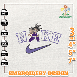 Nike Goku Dragon Ball Embroidery Design, Nike Anime Embroidery Design, Best Anime Embroidery Designs, Instant Download