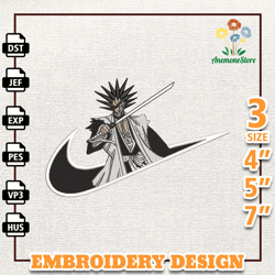 Nike Kenpachi Anime Embroidery Design, Nike Anime Embroidery Design, Best Anime Embroidery Design, Instant Download